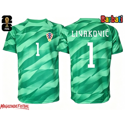 Croația Dominik Livakovic #1 Portarii Tricou Fotbal Replică Mondial 2026 Barbati Deplasare Croația Dominik Livakovic #1 Portarii Tricou Fotbal Replică Mondial 2026 Barbati Deplasare